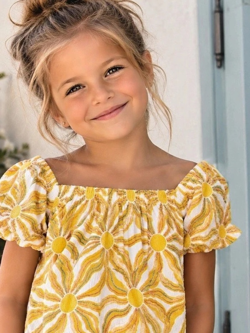 Haute Hippie Girls Floral & Sun Print Crop Top Kids Size 5/6